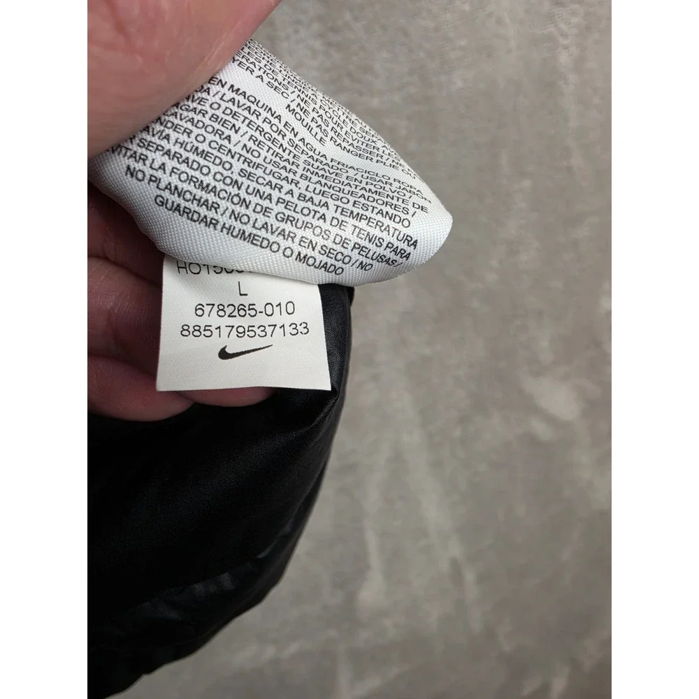 Nike Aeroloft 800 Down Fill Crew Sweatshirt Mens L Black Hybrid Side Zip 678265